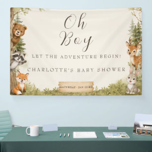 Oh Junge Wasserfarbe Rustikale Wald Baby Shower Banner