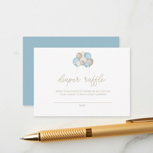 Oh Junge! Wasserfarben-Ballon-Windeln-Faltkarte Begleitkarte (Vorderseite/Rückseite Beispiel)