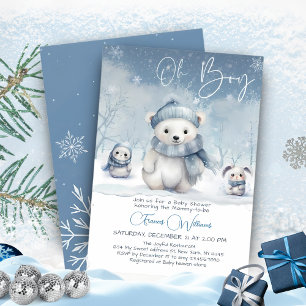 Oh Junge Winter Wald-Babyparty-Bearbeitbar Einladung