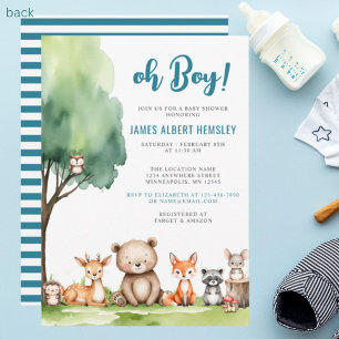 Oh Junge! Woodland Animals Babydusche Einladung