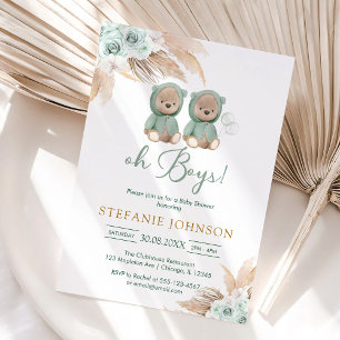 Oh Jungen Teddybär Baby Shower Einladung