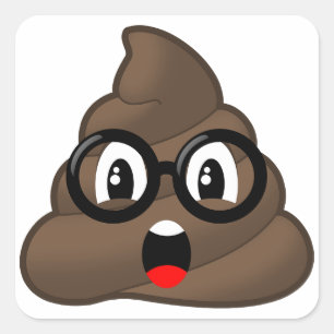 Oh kacken Sie Emoji w/Glasses Quadratischer Aufkleber