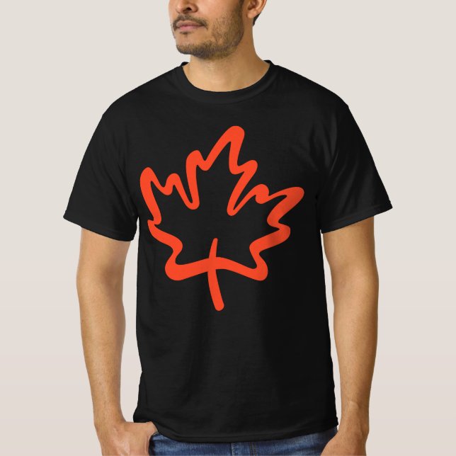 Oh, Kanada! Canadian Maple Leaf Big Red Black T-Shirt (Vorderseite)