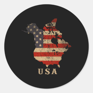 Oh Kanada! Kanada Und USA Karte - Anhang Amerikas  Runder Aufkleber