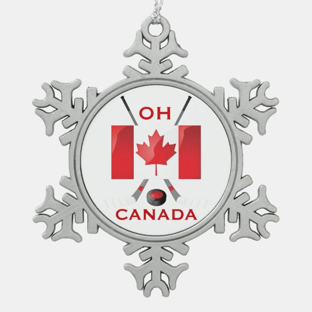 OH- KANADA SCHNEEFLOCKEN Zinn-Ornament (Vorderseite)