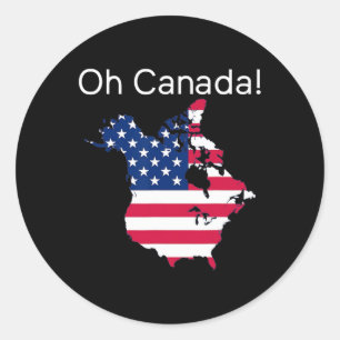Oh Kanada Shirt Karte der USA Funny Trump 2025 2 Runder Aufkleber