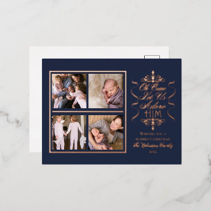 Oh, komm Lass uns Adore Ihm 4 Foto Weihnachten Folien Feiertagspostkarte