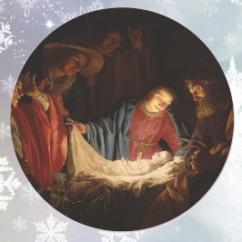 Oh komm Lass uns Adore Ihm Baby Jesus Runder Aufkleber