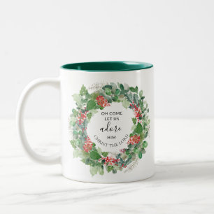 Oh, komm Lass uns Adore Ihm Christlichen Weihnacht Zweifarbige Tasse