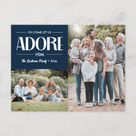 Oh Komm Lass uns Adore Ihm NAVY Christlich 2 Foto Feiertagspostkarte