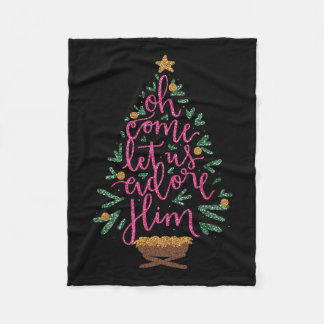 Oh kommen Lass uns Adore Ihm Jesus Weihnachten Chr Fleecedecke
