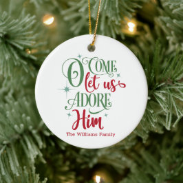 Oh, kommen Sie Lass uns Adore Ihm Foto Weihnachten Keramik Ornament