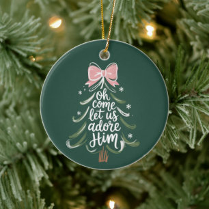Oh kommt lasst uns ihn anbeten Christliches Weihna Keramik Ornament