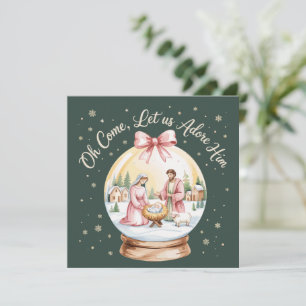 Oh kommt lasst uns ihn anbeten Jesus Xmas Pink Coq Feiertagskarte