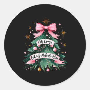 Oh kommt lasst uns ihn anbeten Weihnachts-Pyjamas  Runder Aufkleber