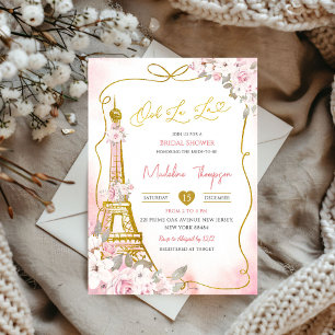Oh La Blush Pink französisches Pariser Brautparty Einladung