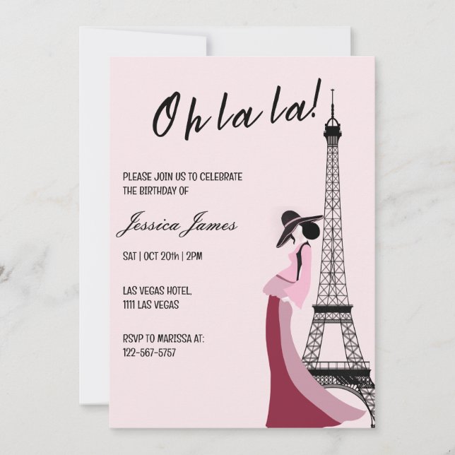 Oh La Chic Paris Themed Party Einladung (Vorderseite)