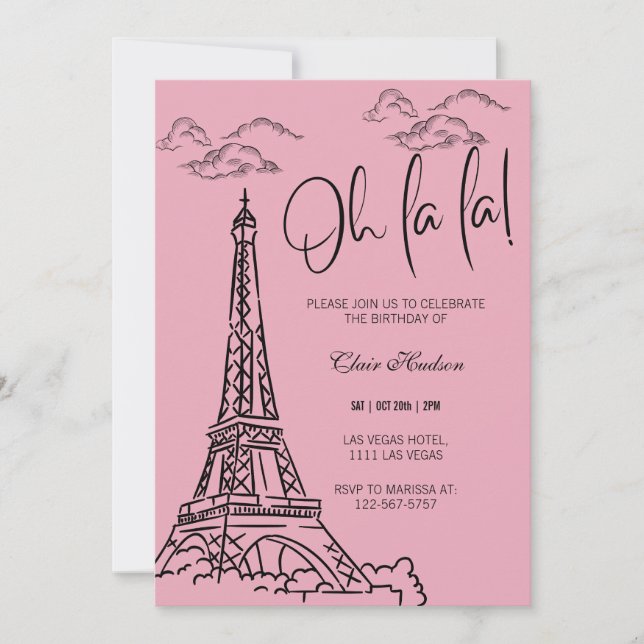 Oh La Chic Paris Themed Party Einladung (Vorderseite)