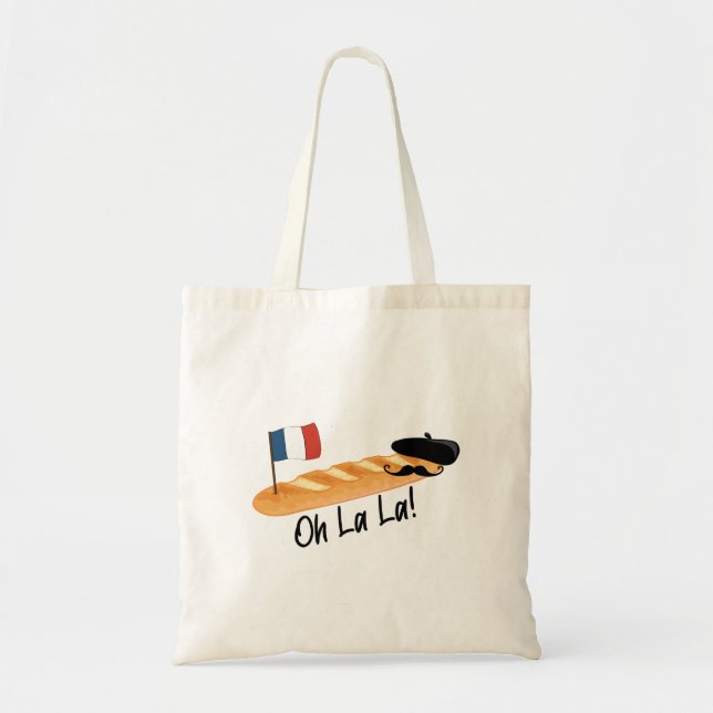 Oh La - French Baguette - Funny Francophile Tragetasche (Vorne)