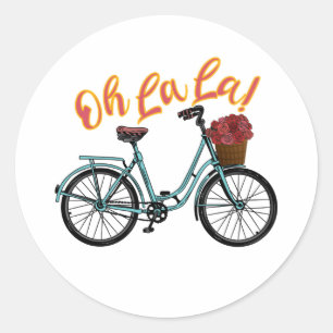 Oh La French Bicycle Funny French Redewendungen Runder Aufkleber