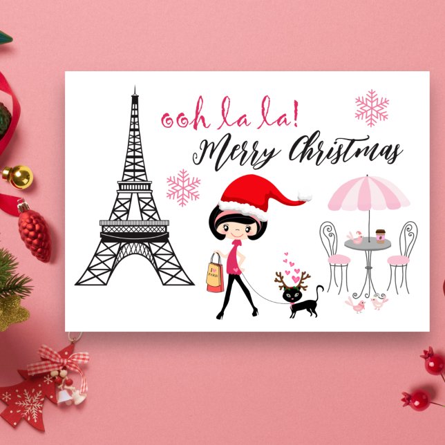 Oh La Girl und Cat Paris Eiffel Tower Weihnachten (Von Creator hochgeladen)