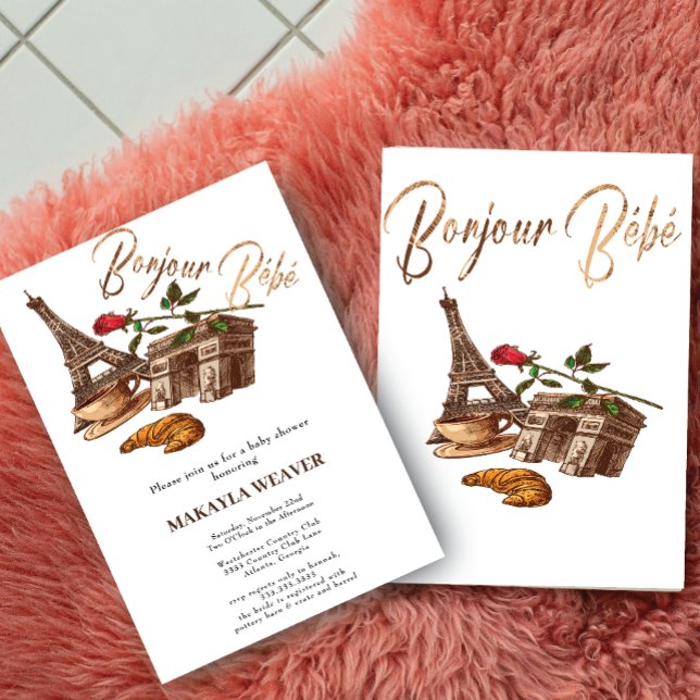 Oh, La! Golden French Paris Kinderdusche Einladung (Von Creator hochgeladen)