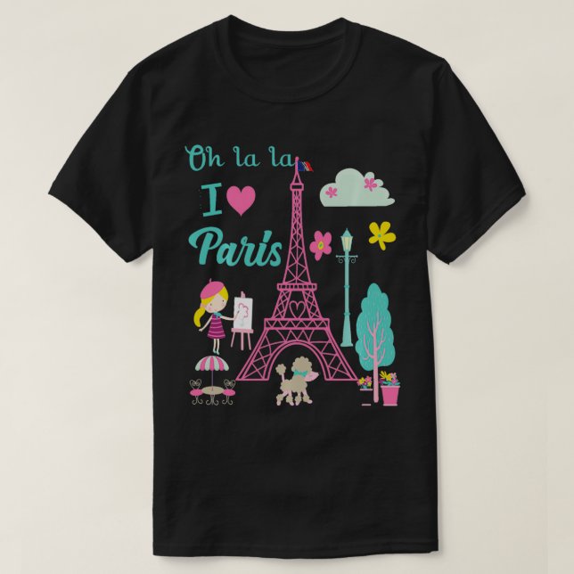 Oh la I Liebe Paris Eiffel Turm Französisch Tradit T-Shirt (Design vorne)