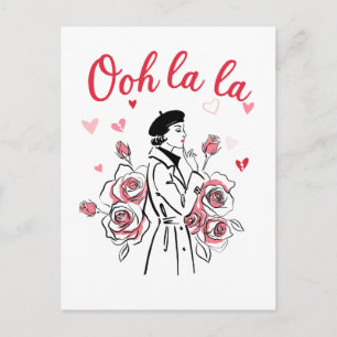 Oh La La Paris Mädchen – Romantische französische Postkarte
