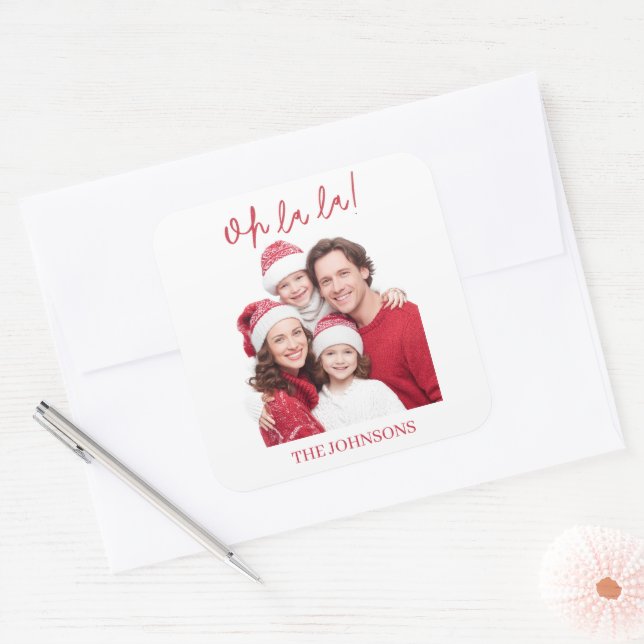 Oh La La Personalized Family Photo Sticker (Umschlag)