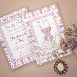 Oh La La Pink Corset Bachelorette Party Invitation Einladung