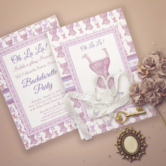 Oh La La Pink Corset Bachelorette Party Invitation Einladung