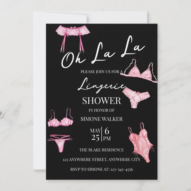 Oh La Lingerie Bridal Dusche Einladung (Vorderseite)
