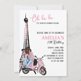 Oh la Paris Pink Geburtstag Einladung