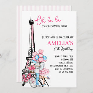 Oh la Paris Pink Liebhaber Geburtstag Einladung