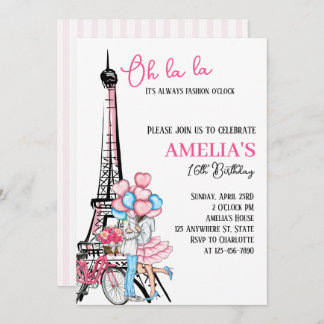 Oh la Paris Pink Liebhaber Geburtstag Einladung