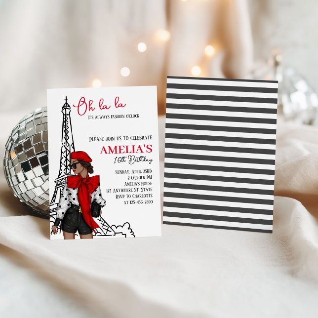 Oh la Paris Red Birthday Einladung (Von Creator hochgeladen)