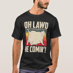 Oh Lawd Er Kommt Retro-Stil Vintage-Katzen-Meme T-Shirt