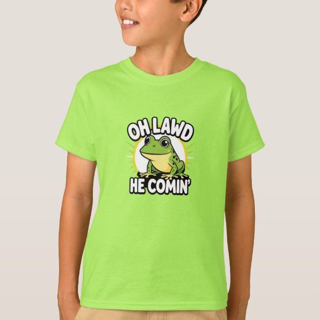 Oh Lawd He Comin’ lustiger Frosch-T - Shirt (Vorderseite)