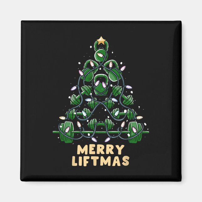 Oh Liftmas Tree Kettlebell Gym Ugly Weihnachten Magnet (Vorne)