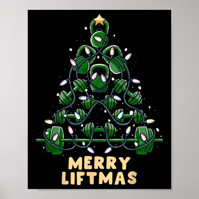 Oh Liftmas Tree Kettlebell Gym Ugly Weihnachten Poster (Vorne)