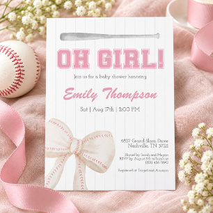Oh Mädchen Baseball-Baby-Party Einladung