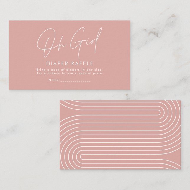 Oh, Mädchen Drehbuch rosa Babydusche Windelpreisra Mitteilungskarte (Vorne/Hinten)