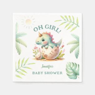 Oh Mädchen! Pink Dino Niedlich Dinosaur Babydusche Serviette