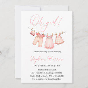 Oh Mädchen rosa Babyparty Einladung