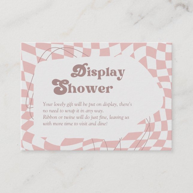 Oh Mädchen! rosa geprüft | Gingham Display Shower Begleitkarte (Vorderseite)