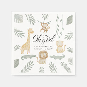 Oh Mädchen Safari-Tiere Baby Shower Dschungel Grün Serviette