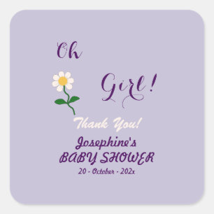 Oh Mädchen! Süße Daisy Baby Girl Shower Quadratischer Aufkleber