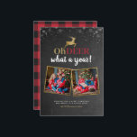 Oh Mann, was für ein Jahr! Tartan Chalkboard 2 Fot Feiertagskarte<br><div class="desc">Diese Fotokarte eignet sich perfekt für jede Familie, die eine lustige und dennoch moderne Weihnachtskarte verschicken möchte. Dieses Design zeigt "Oh Reh, was für ein Jahr!" in einer Mischung aus moderner Schrift und handgeschriebener Schrift mit einem Rentier an der Spitze in einem Imitat Goldfolienskript, platziert auf einem Chalkboard-Hintergrund mit Schneeflocken,...</div>