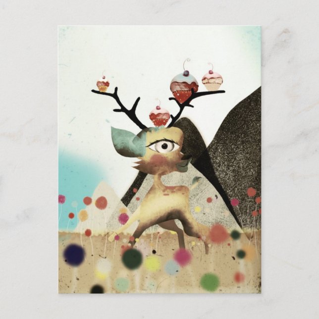 OH MEIN DEER CUPCAKE POSTKARTE (Vorderseite)