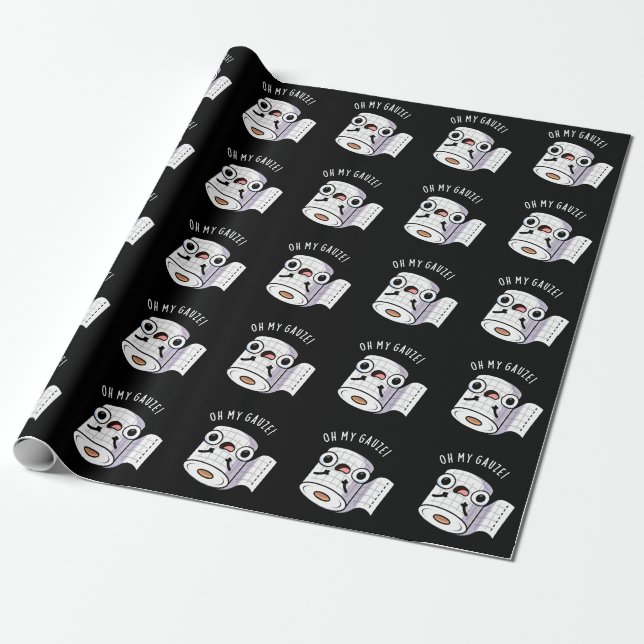 Oh mein Gauze Funny First Aid Puff Dark BG Geschenkpapier (Ungerollt)